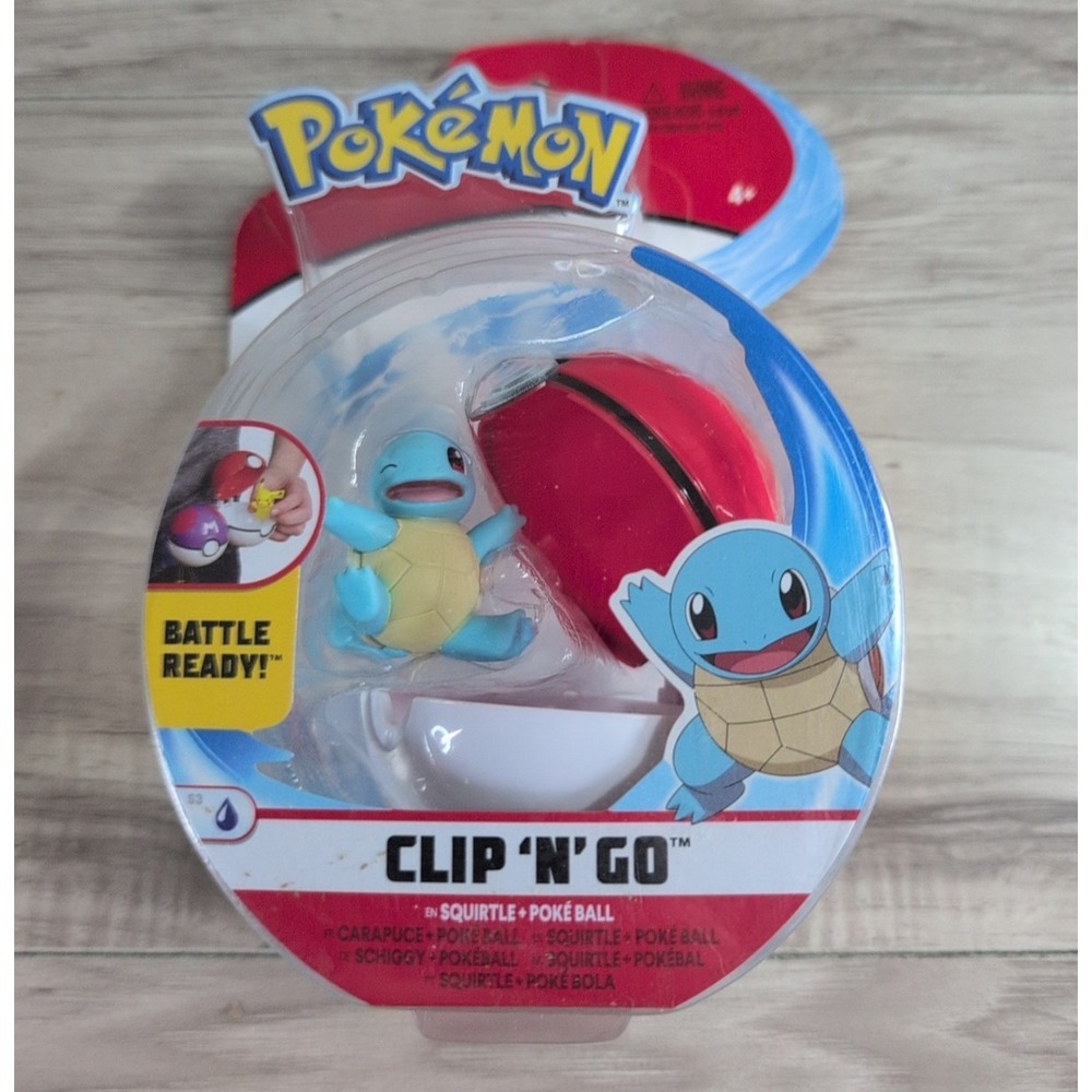 Pokemon Clip 'n' Go Squirtle & Poke Ball Action Figure Toy Battle Ready !